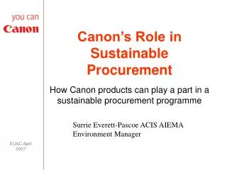 Canon’s Role in Sustainable Procurement