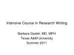 Intensive Course in Research Writing - slide 1