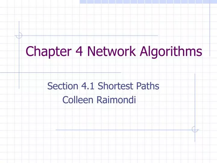 chapter 4 network algorithms