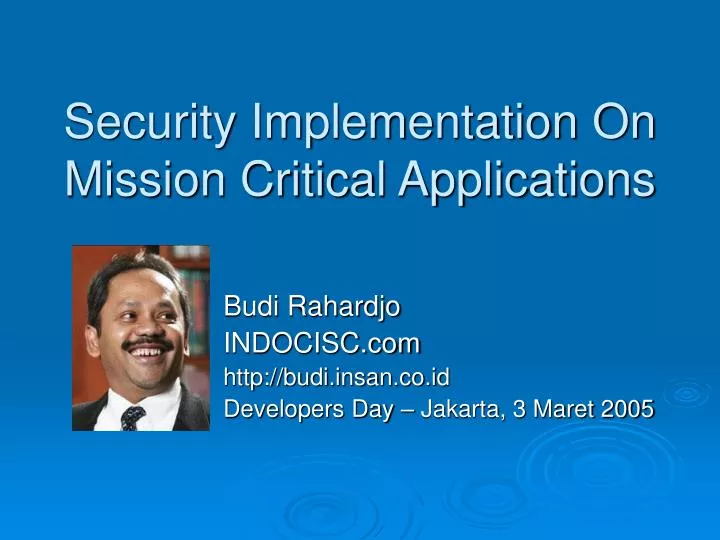 security implementation on mission critical applications