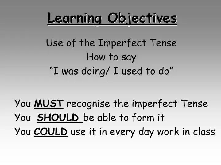 learning objectives