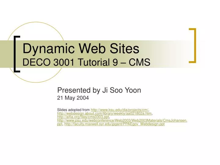 dynamic web sites deco 3001 tutorial 9 cms