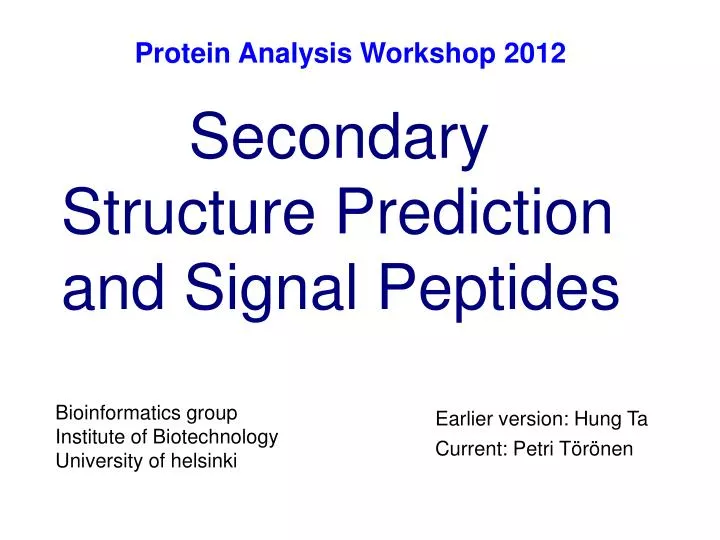 secondary structure prediction and signal peptides