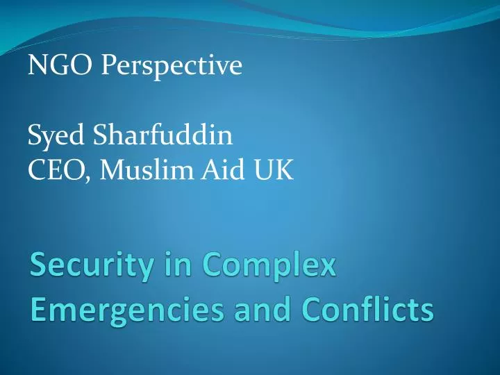 security in complex emergencies and conflicts