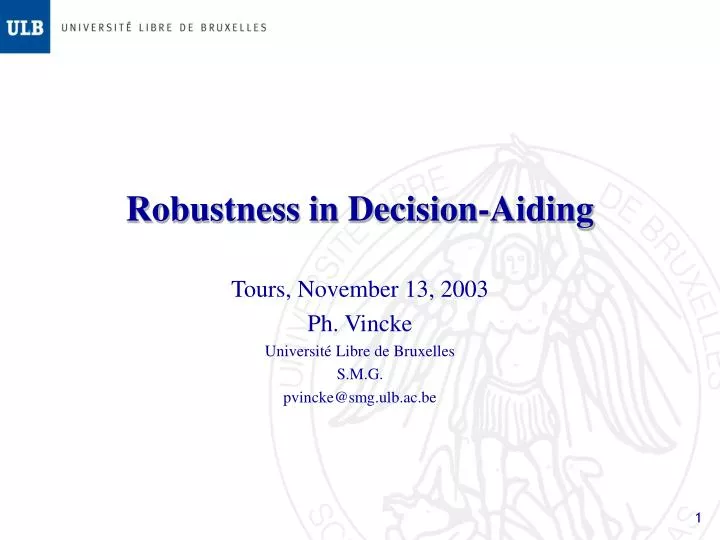 robustness in decision aiding
