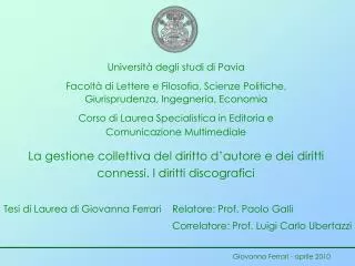 tesi di laurea di giovanna ferrari