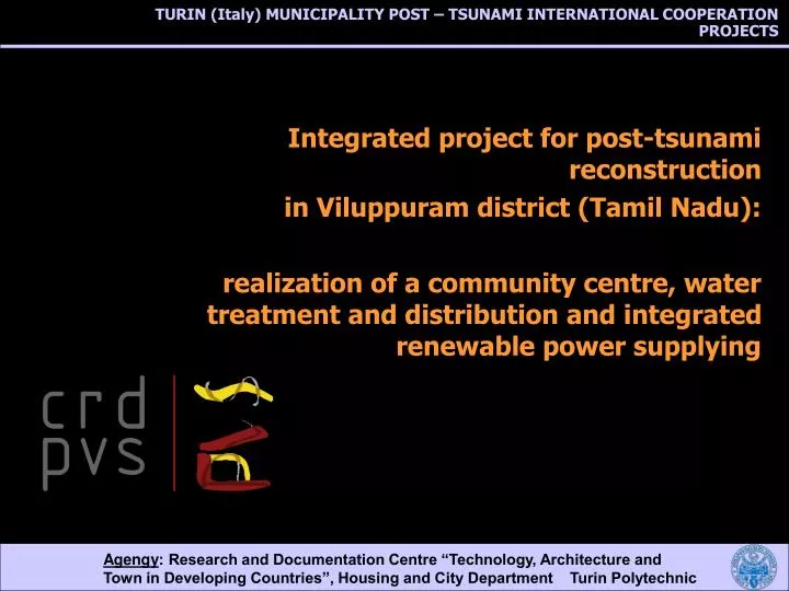 turin italy municipality post tsunami international cooperation projects
