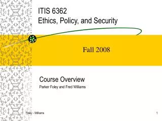 ITIS 6362 Ethics, Policy, and Security