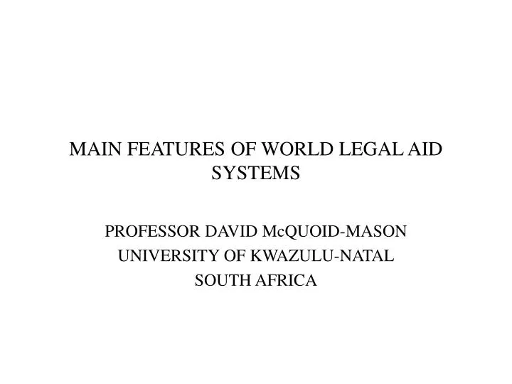 main features of world legal aid systems