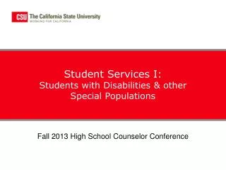 Student Services I: Students with Disabilities &amp; other Special Populations