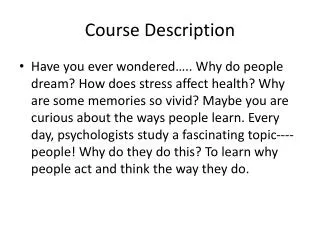 course description