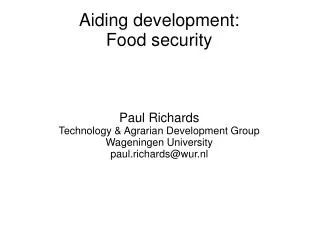 Aiding development: Food security