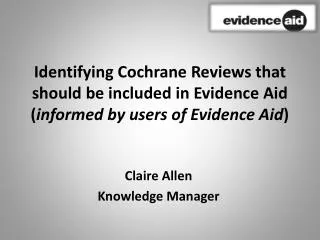 Claire Allen Knowledge Manager