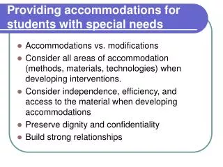 Providing accommodations for students with special needs