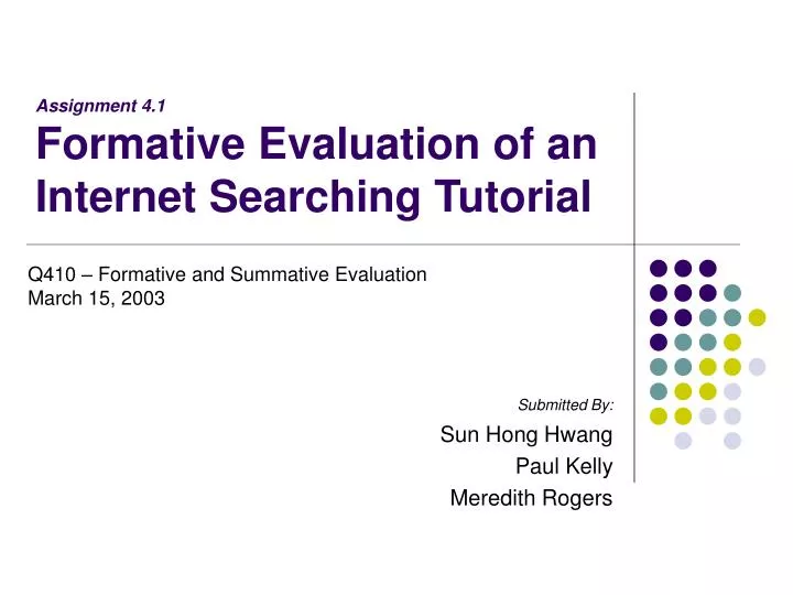 assignment 4 1 formative evaluation of an internet searching tutorial