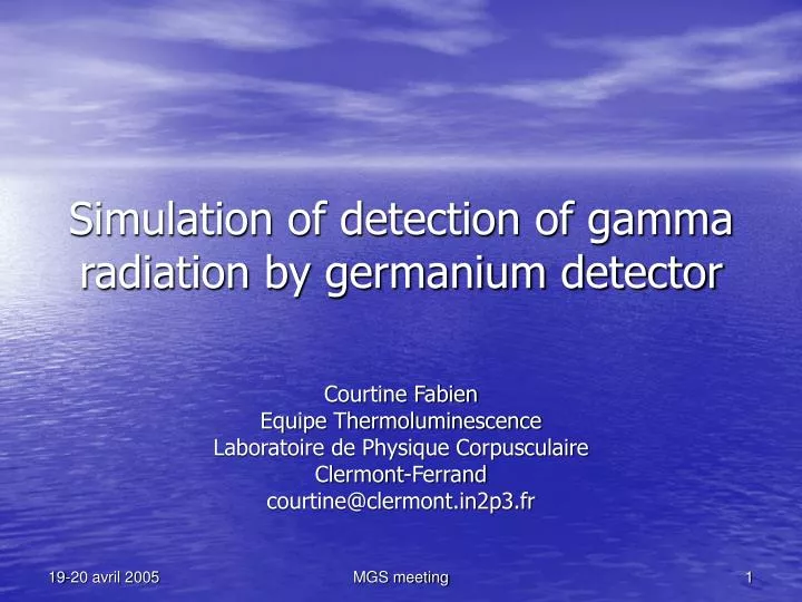 simulation of detection of gamma radiation by germanium detector
