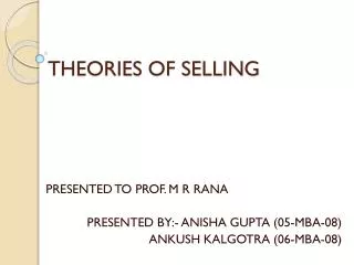 THEORIES OF SELLING