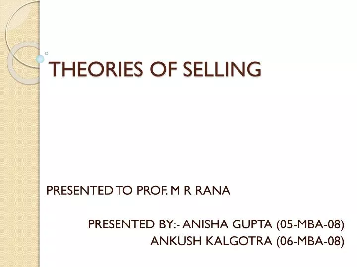 theories of selling