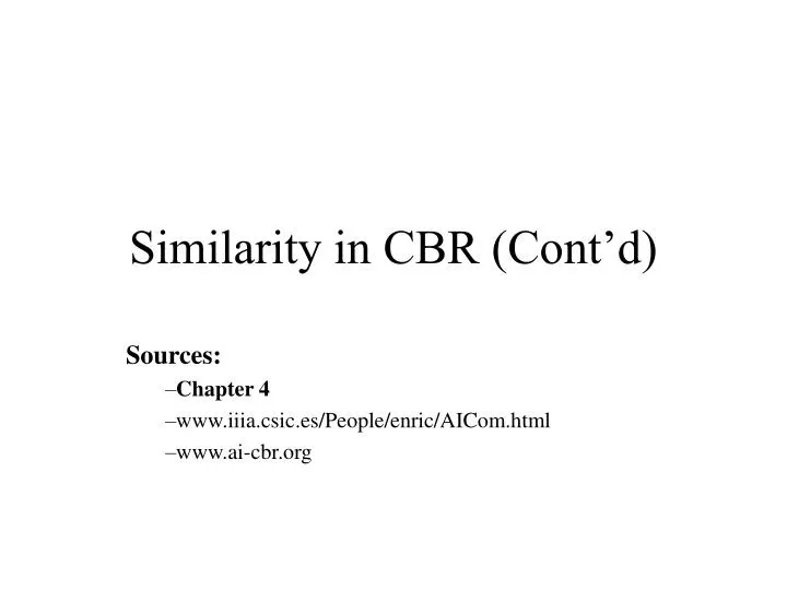 similarity in cbr cont d