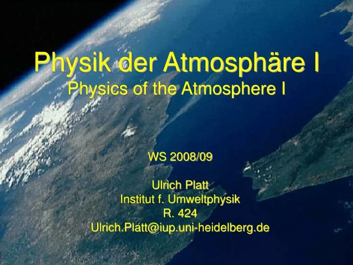 physik der atmosph re i physics of the atmosphere i