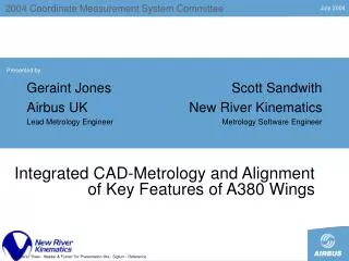 Integrated CAD-Metrology and Alignment of Key Features of A380 Wings