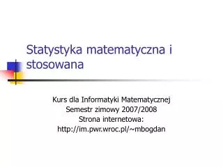 statystyka matematyczna i stosowana