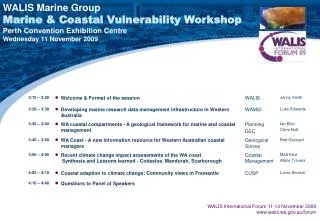 WALIS Marine Group Marine &amp; Coastal Vulnerability Workshop Perth Convention Exhibition Centre