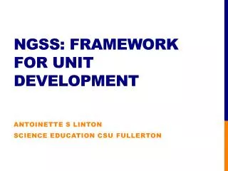 NGSS: framework for unit development
