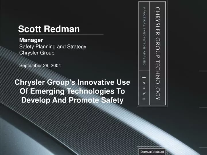 manager safety planning and strategy chrysler group september 29 2004