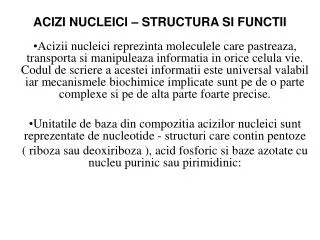 acizi nucleici structura si functii