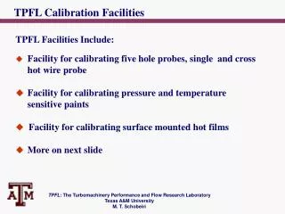 TPFL Calibration Facilities
