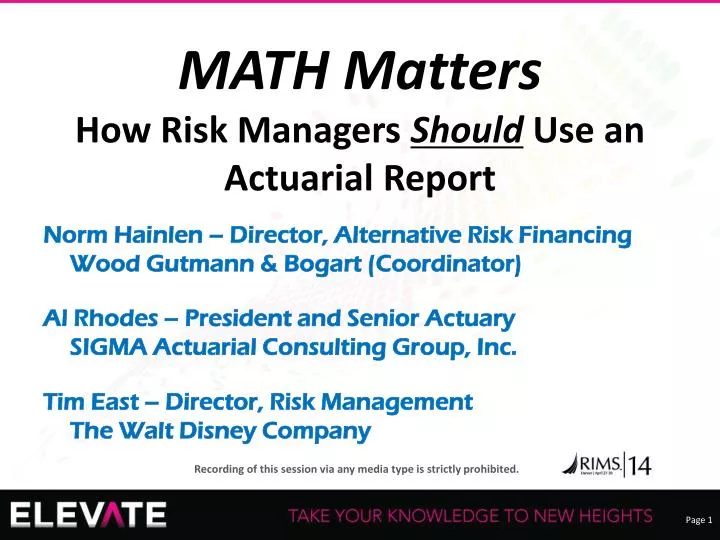 math matters how risk managers should use an actuarial report