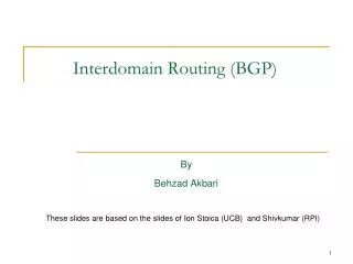 Interdomain Routing (BGP)