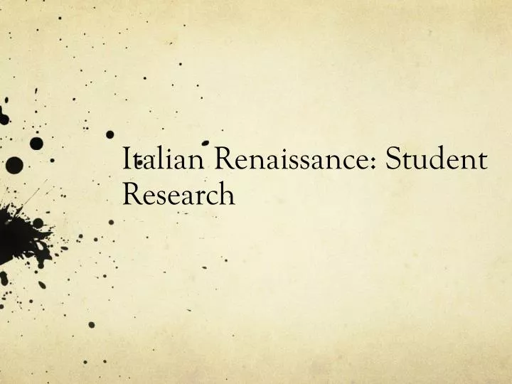 italian renaissance student research