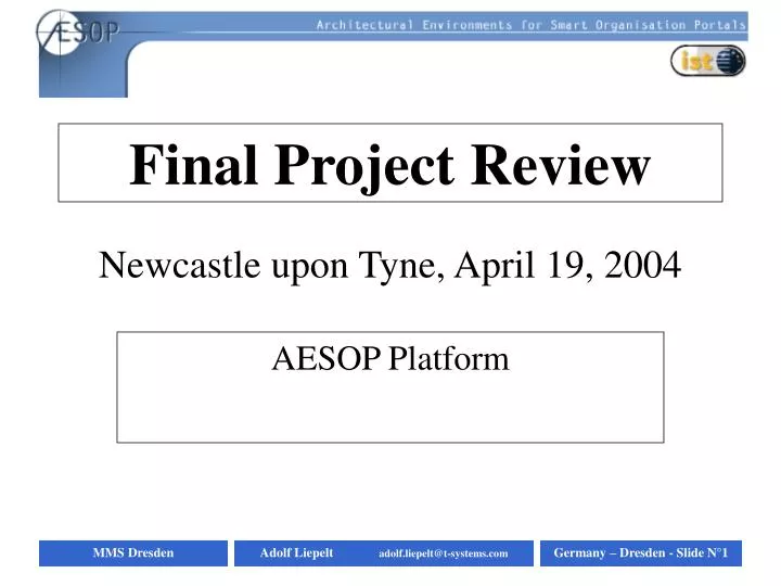 final project review newcastle upon tyne april 19 2004