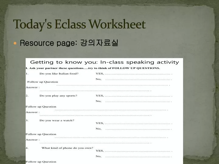 today s eclass worksheet