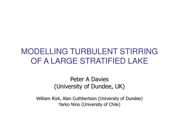 modelling turbulent stirring of a large stratified lake