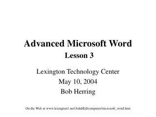 Advanced Microsoft Word Lesson 3