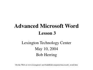 advanced microsoft word lesson 3