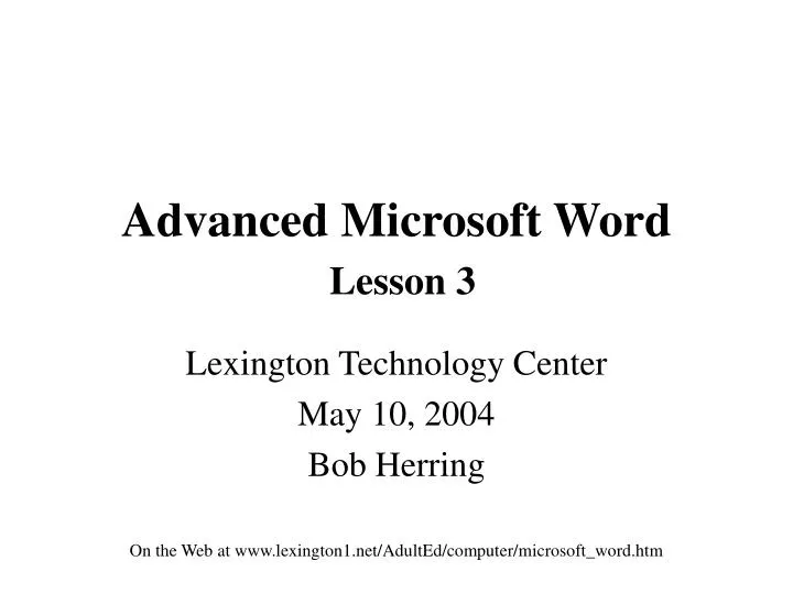 advanced microsoft word lesson 3