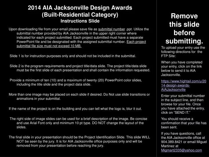 2014 aia jacksonville design awards built residential category instructions slide