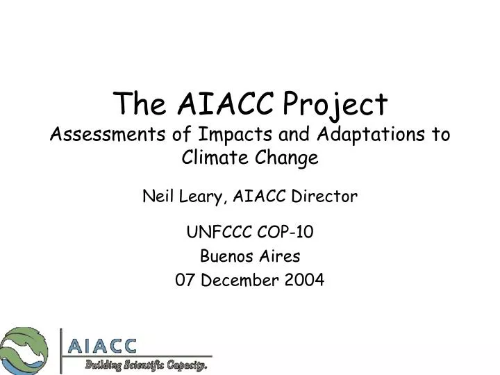 the aiacc project assessments of impacts and adaptations to climate change