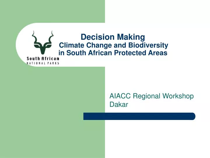 decision making climate change and biodiversity in south african protected areas