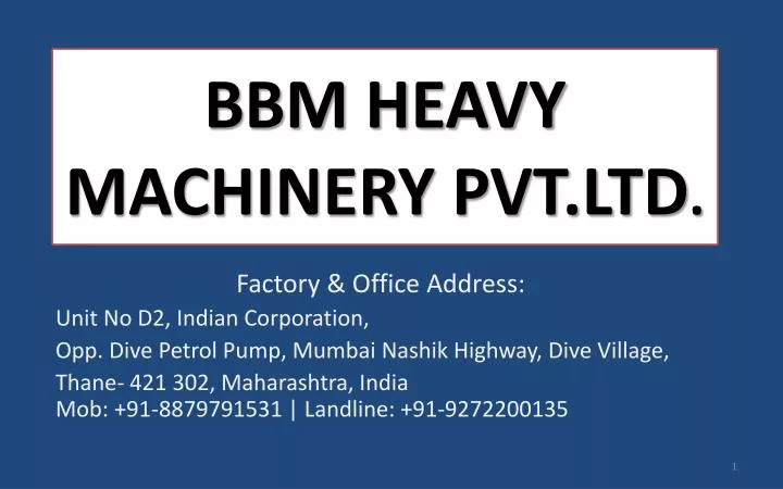 bbm heavy machinery pvt ltd