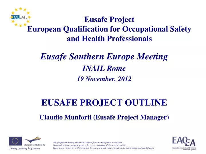 eusafe project european qualification for occupational safety and health professionals