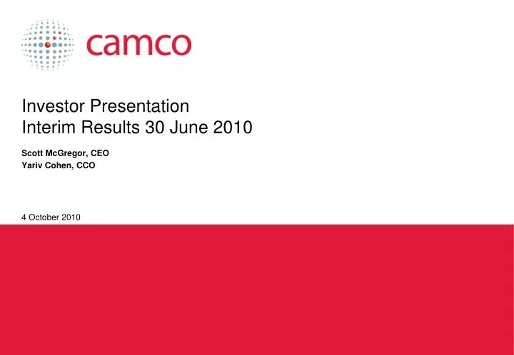 investor presentation interim results 30 june 2010