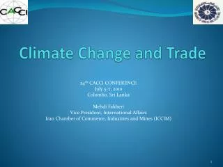 Climate Change and Trade