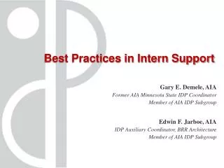 Best Practices in Intern Support