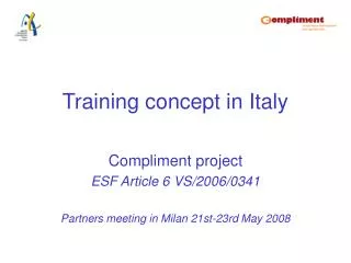 Training concept in Italy