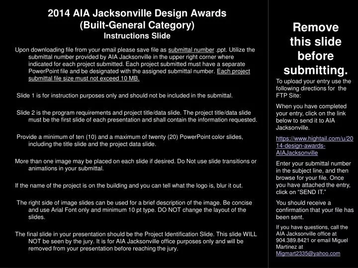 2014 aia jacksonville design awards built general category instructions slide